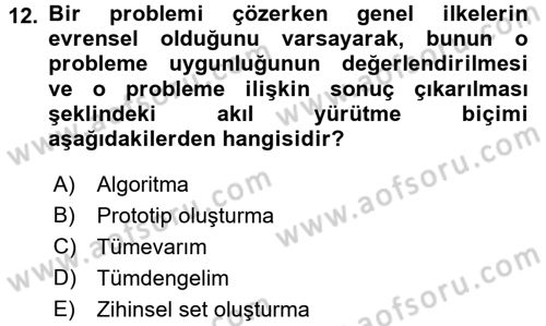 Engelli Psikolojisi Dersi 2017 - 2018 Yılı (Vize) Ara Sınav Soruları 12. Soru
