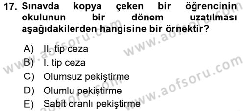 Engelli Psikolojisi Dersi 2017 - 2018 Yılı (Vize) Ara Sınav Soruları 17. Soru