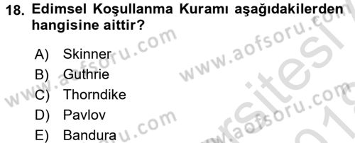 Engelli Psikolojisi Dersi 2017 - 2018 Yılı (Vize) Ara Sınav Soruları 18. Soru