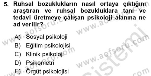 Engelli Psikolojisi Dersi 2017 - 2018 Yılı (Vize) Ara Sınav Soruları 5. Soru