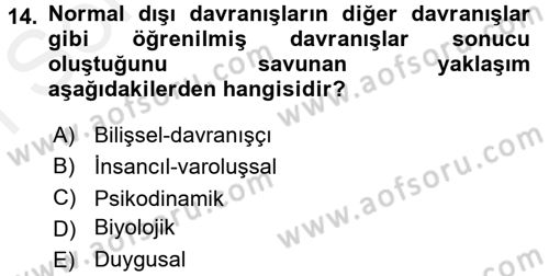 Engelli Psikolojisi Dersi 2017 - 2018 Yılı (Final) Dönem Sonu Sınav Soruları 14. Soru