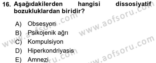 Engelli Psikolojisi Dersi 2017 - 2018 Yılı (Final) Dönem Sonu Sınav Soruları 16. Soru