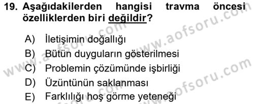 Engelli Psikolojisi Dersi 2017 - 2018 Yılı (Final) Dönem Sonu Sınav Soruları 19. Soru