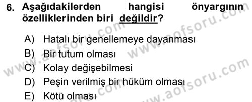 Engelli Psikolojisi Dersi 2017 - 2018 Yılı (Final) Dönem Sonu Sınav Soruları 6. Soru