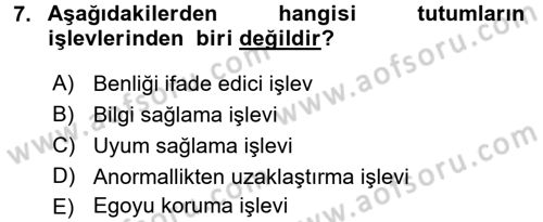 Engelli Psikolojisi Dersi 2017 - 2018 Yılı (Final) Dönem Sonu Sınav Soruları 7. Soru