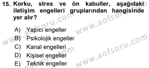 Engelli Bakımı ve Rehabilitasyonunu Planlama Dersi 2017 - 2018 Yılı (Vize) Ara Sınav Soruları 15. Soru