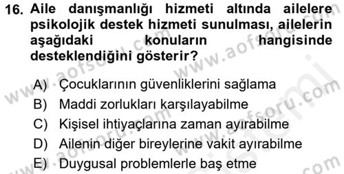 Engelli Bakımı ve Rehabilitasyonunu Planlama Dersi 2017 - 2018 Yılı (Vize) Ara Sınav Soruları 16. Soru