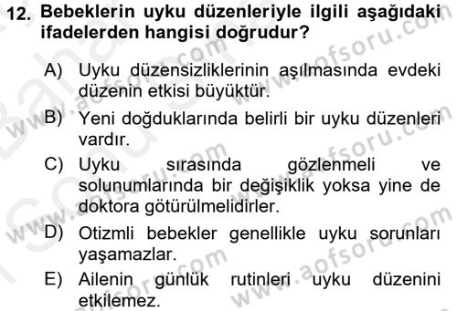 Engelli Bakımı ve Rehabilitasyonunu Planlama Dersi 2017 - 2018 Yılı (Final) Dönem Sonu Sınav Soruları 12. Soru