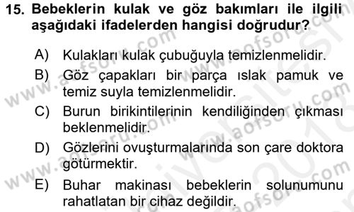 Engelli Bakımı ve Rehabilitasyonunu Planlama Dersi 2017 - 2018 Yılı (Final) Dönem Sonu Sınav Soruları 15. Soru