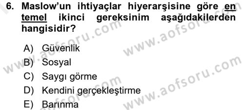 Engelli Bakımı ve Rehabilitasyonunu Planlama Dersi 2017 - 2018 Yılı (Final) Dönem Sonu Sınav Soruları 6. Soru