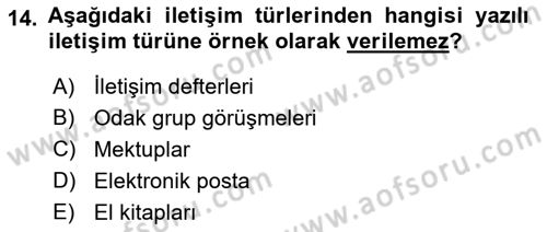 Engelli Bakımı ve Rehabilitasyonunu Planlama Dersi 2018 - 2019 Yılı (Vize) Ara Sınav Soruları 14. Soru