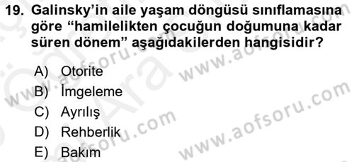 Engelli Bakımı ve Rehabilitasyonunu Planlama Dersi 2018 - 2019 Yılı (Vize) Ara Sınav Soruları 19. Soru