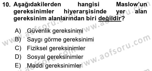 Engelli Bakımı ve Rehabilitasyonunu Planlama Dersi 2018 - 2019 Yılı (Final) Dönem Sonu Sınav Soruları 10. Soru