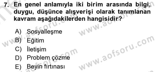 Engelli Bakımı ve Rehabilitasyonunu Planlama Dersi 2021 - 2022 Yılı (Vize) Ara Sınav Soruları 7. Soru