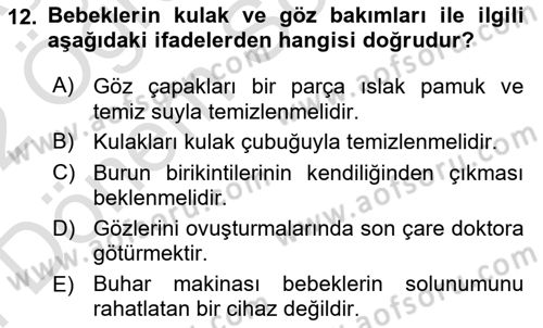 Engelli Bakımı ve Rehabilitasyonunu Planlama Dersi 2021 - 2022 Yılı (Final) Dönem Sonu Sınav Soruları 12. Soru