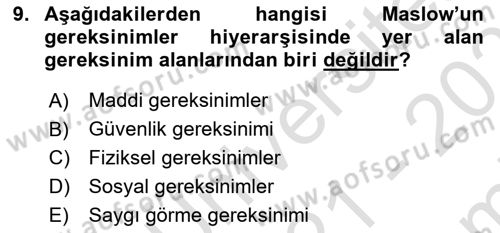Engelli Bakımı ve Rehabilitasyonunu Planlama Dersi 2021 - 2022 Yılı (Final) Dönem Sonu Sınav Soruları 9. Soru