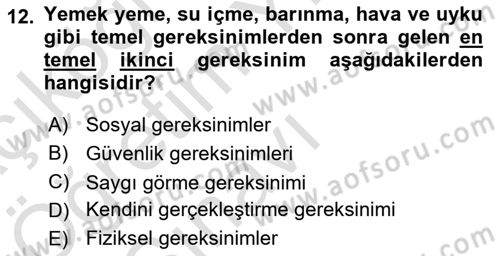 Engelli Bakımı ve Rehabilitasyonunu Planlama Dersi 2021 - 2022 Yılı Yaz Okulu Sınav Soruları 12. Soru