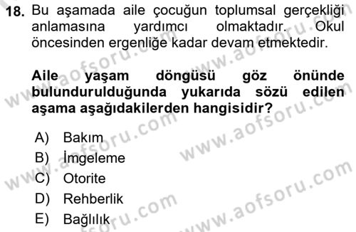 Engelli Bakımı ve Rehabilitasyonunu Planlama Dersi 2022 - 2023 Yılı Yaz Okulu Sınav Soruları 18. Soru