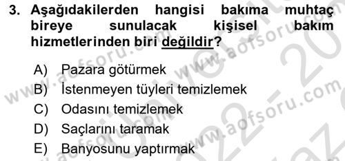 Engelli Bakımı ve Rehabilitasyonunu Planlama Dersi 2022 - 2023 Yılı Yaz Okulu Sınav Soruları 3. Soru