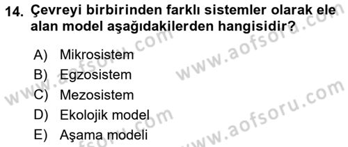 Engelli Bakımı ve Rehabilitasyonunu Planlama Dersi 2023 - 2024 Yılı (Vize) Ara Sınav Soruları 14. Soru