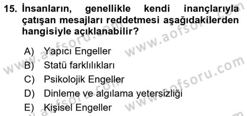 Engelli Bakımı ve Rehabilitasyonunu Planlama Dersi 2023 - 2024 Yılı (Vize) Ara Sınav Soruları 15. Soru