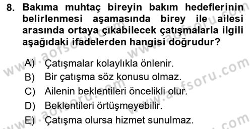 Engelli Bakımı ve Rehabilitasyonunu Planlama Dersi 2023 - 2024 Yılı (Final) Dönem Sonu Sınav Soruları 8. Soru