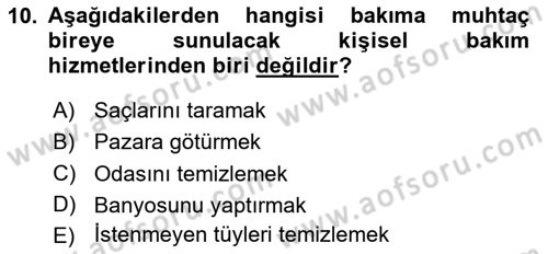 Engelli Bakımı ve Rehabilitasyonunu Planlama Dersi 2023 - 2024 Yılı Yaz Okulu Sınav Soruları 10. Soru