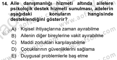 Engelli Bakımı ve Rehabilitasyonunu Planlama Dersi 2023 - 2024 Yılı Yaz Okulu Sınav Soruları 14. Soru