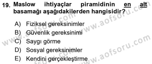 Engelli Bakımı ve Rehabilitasyonunu Planlama Dersi 2023 - 2024 Yılı Yaz Okulu Sınav Soruları 19. Soru