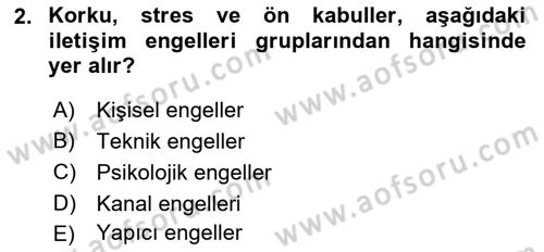 Engelli Bakımı ve Rehabilitasyonunu Planlama Dersi 2023 - 2024 Yılı Yaz Okulu Sınav Soruları 2. Soru