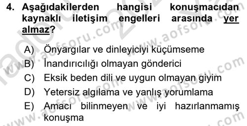 Engelli Bakımı ve Rehabilitasyonunu Planlama Dersi 2023 - 2024 Yılı Yaz Okulu Sınav Soruları 4. Soru