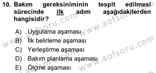 Engelli Bakımı ve Rehabilitasyonunu Planlama Dersi 2024 - 2025 Yılı (Final) Dönem Sonu Sınav Soruları 10. Soru