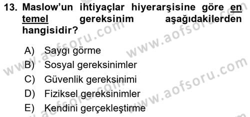 Engelli Bakımı ve Rehabilitasyonunu Planlama Dersi 2024 - 2025 Yılı (Final) Dönem Sonu Sınav Soruları 13. Soru