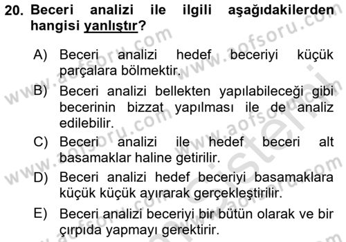 Engelli Bakımı ve Rehabilitasyonunu Planlama Dersi 2024 - 2025 Yılı (Final) Dönem Sonu Sınav Soruları 20. Soru