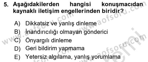 Engelli Bakımı ve Rehabilitasyonunu Planlama Dersi 2024 - 2025 Yılı (Final) Dönem Sonu Sınav Soruları 5. Soru