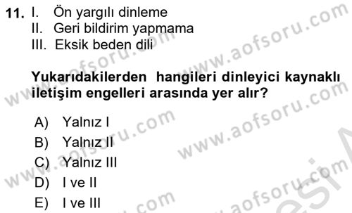 Engelli Bakımı ve Rehabilitasyonunu Planlama Dersi 2025 - 2026 Yılı (Vize) Ara Sınav Soruları 11. Soru