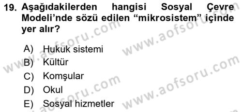 Engelli Bakımı ve Rehabilitasyonunu Planlama Dersi 2025 - 2026 Yılı (Vize) Ara Sınav Soruları 19. Soru
