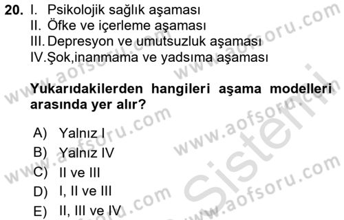 Engelli Bakımı ve Rehabilitasyonunu Planlama Dersi 2025 - 2026 Yılı (Vize) Ara Sınav Soruları 20. Soru