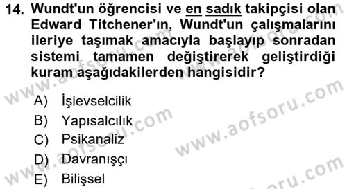 İnsan ve Davranış Dersi Ara Sınavı Deneme Sınav Soruları 14. Soru