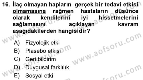 İnsan ve Davranış Dersi Ara Sınavı Deneme Sınav Soruları 16. Soru