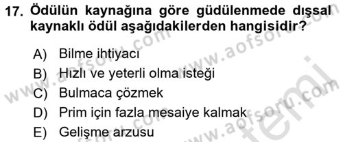İnsan ve Davranış Dersi Ara Sınavı Deneme Sınav Soruları 17. Soru