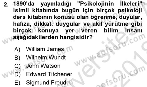 İnsan ve Davranış Dersi Ara Sınavı Deneme Sınav Soruları 2. Soru