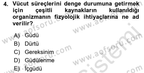 İnsan ve Davranış Dersi Ara Sınavı Deneme Sınav Soruları 4. Soru