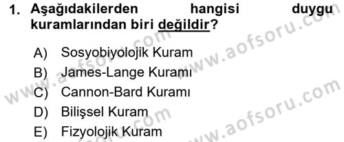 İnsan ve Davranış Dersi 2017 - 2018 Yılı (Final) Dönem Sonu Sınav Soruları 1. Soru