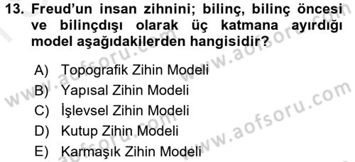 İnsan ve Davranış Dersi 2017 - 2018 Yılı (Final) Dönem Sonu Sınav Soruları 13. Soru