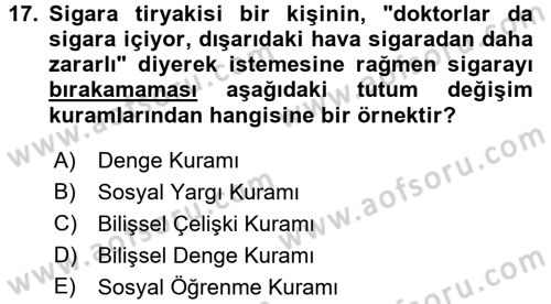 İnsan ve Davranış Dersi 2017 - 2018 Yılı (Final) Dönem Sonu Sınav Soruları 17. Soru