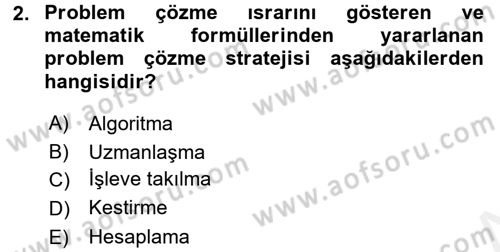 İnsan ve Davranış Dersi 2017 - 2018 Yılı (Final) Dönem Sonu Sınav Soruları 2. Soru