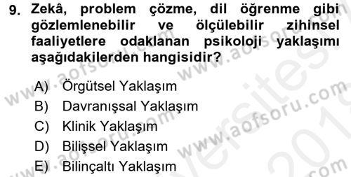 İnsan ve Davranış Dersi 2017 - 2018 Yılı (Final) Dönem Sonu Sınav Soruları 9. Soru