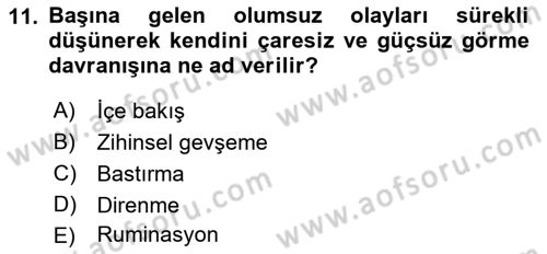 İnsan ve Davranış Dersi 2018 - 2019 Yılı 3 Ders Sınav Soruları 11. Soru