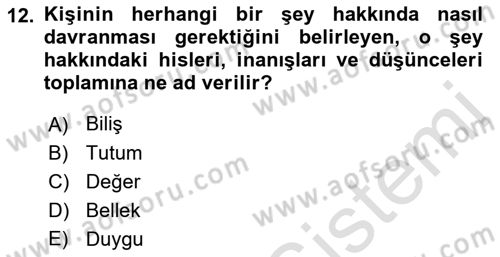 İnsan ve Davranış Dersi 2018 - 2019 Yılı 3 Ders Sınav Soruları 12. Soru